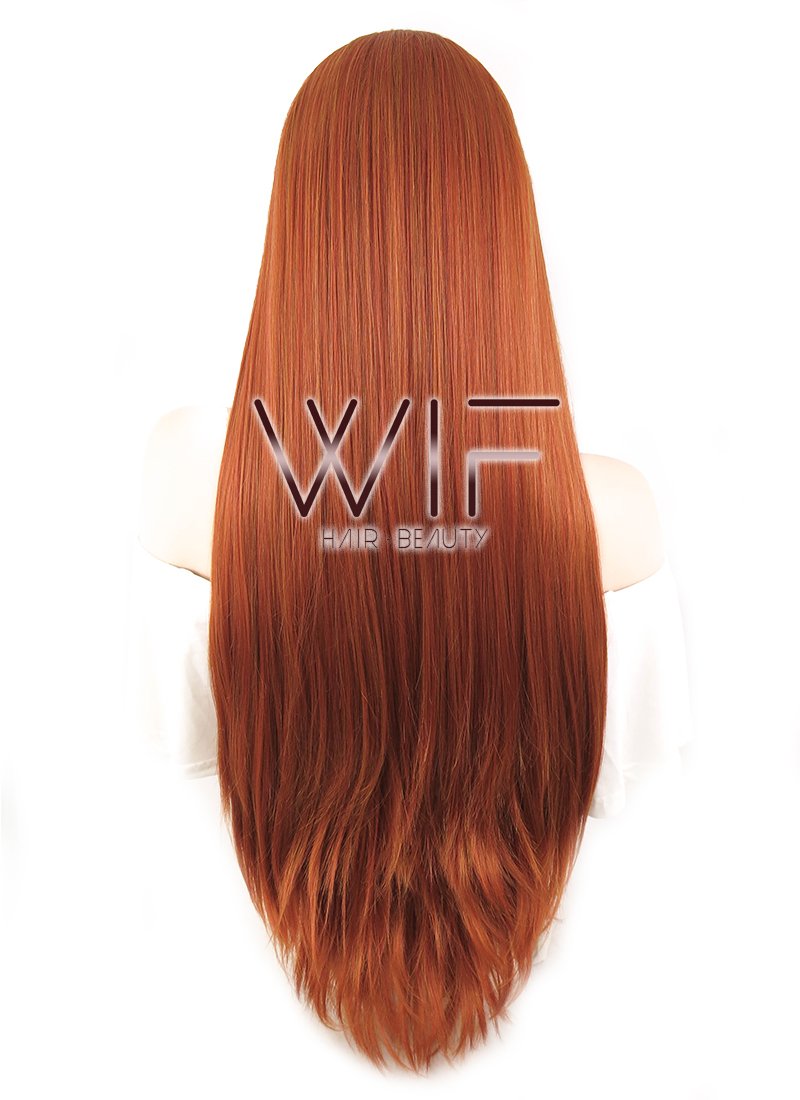 30" Straight Reddish Brown Lace Front Synthetic Wig LF468