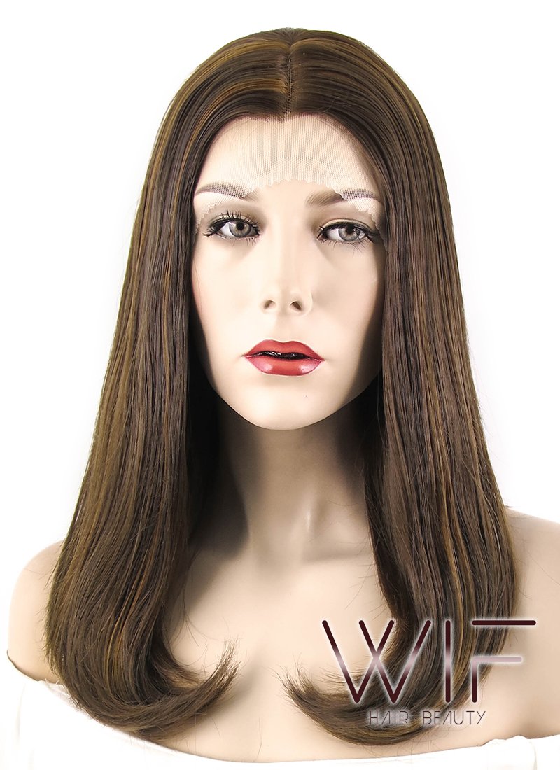 17" Straight Mixed Brown Lace Front Synthetic Wig LF470