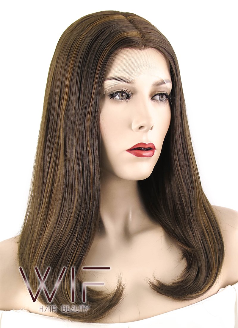 17" Straight Mixed Brown Lace Front Synthetic Wig LF470