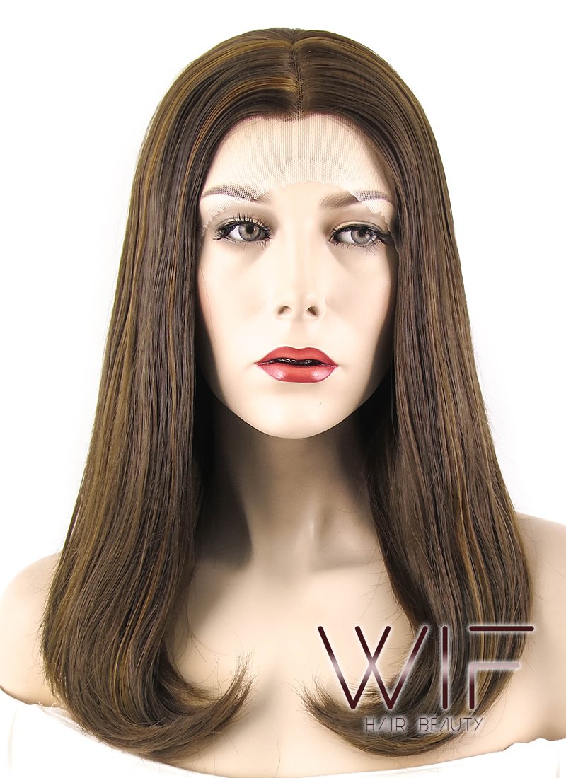 17" Straight Mixed Brown Lace Front Synthetic Wig LF470