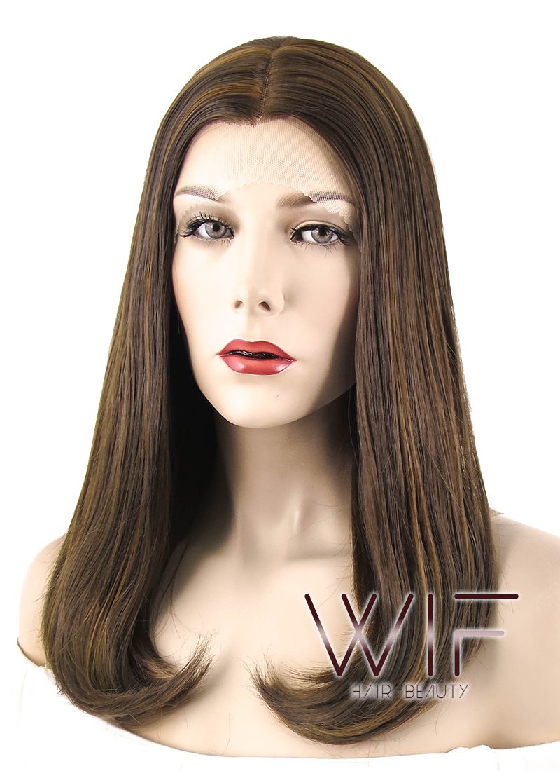 17" Straight Mixed Brown Lace Front Synthetic Wig LF470