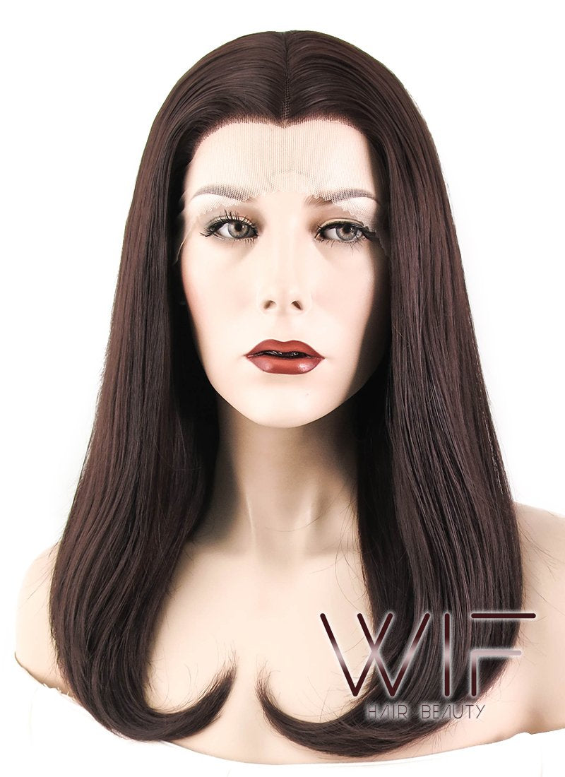17" Straight Dark Brown Lace Front Synthetic Wig LF471