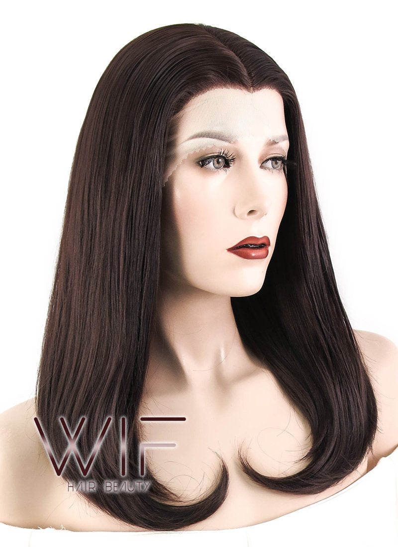 17" Straight Dark Brown Lace Front Synthetic Wig LF471