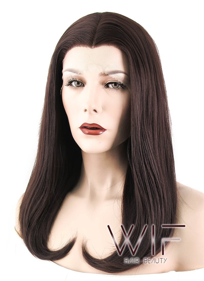 17" Straight Dark Brown Lace Front Synthetic Wig LF471