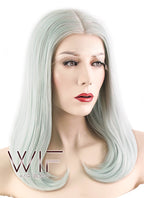 17" Straight Turquoise Green Mixed Silver Lace Front Synthetic Wig LF472