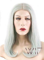 17" Straight Turquoise Green Mixed Silver Lace Front Synthetic Wig LF472