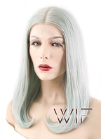 17" Straight Turquoise Green Mixed Silver Lace Front Synthetic Wig LF472