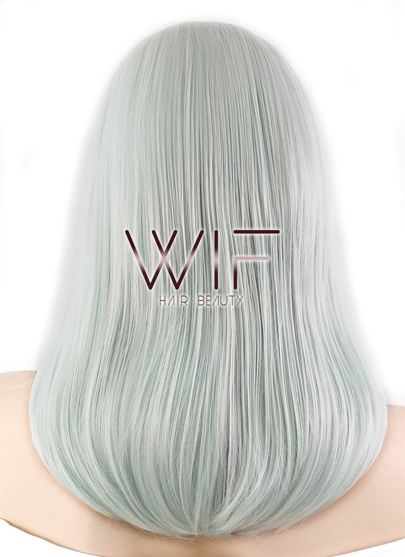 17" Straight Turquoise Green Mixed Silver Lace Front Synthetic Wig LF472