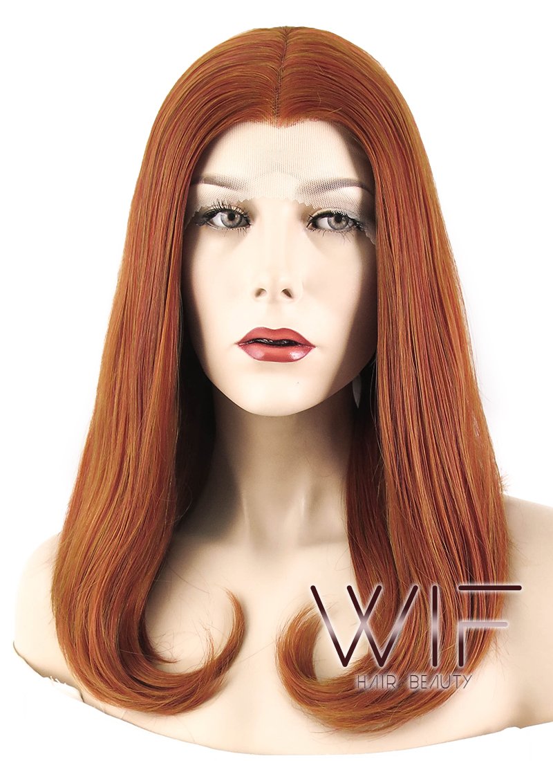 17" Straight Mixed Reddish Brown Lace Front Synthetic Wig LF473