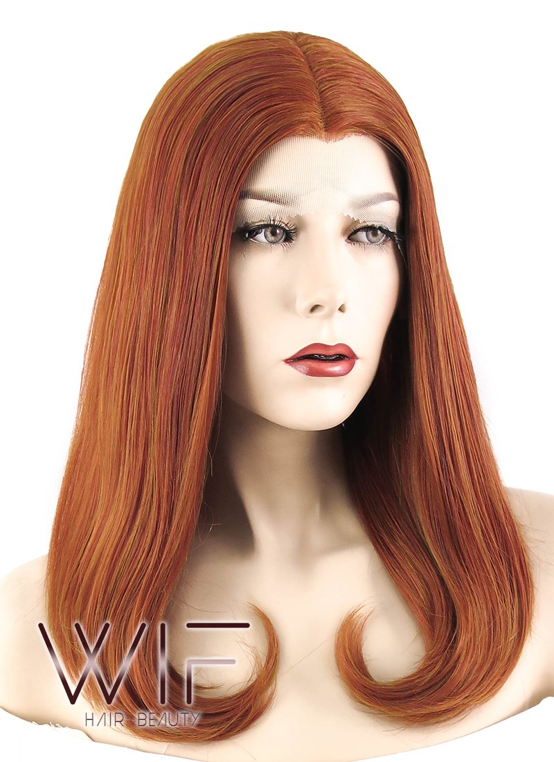 17" Straight Mixed Reddish Brown Lace Front Synthetic Wig LF473