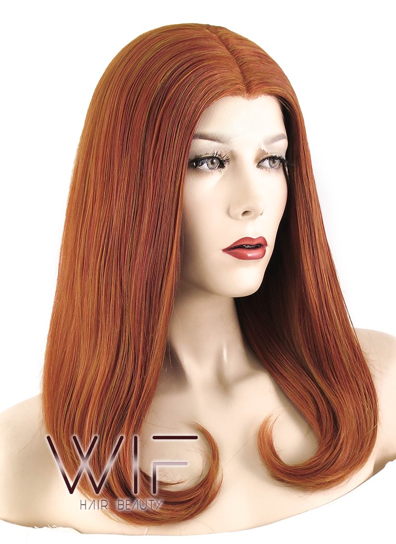 17" Straight Mixed Reddish Brown Lace Front Synthetic Wig LF473