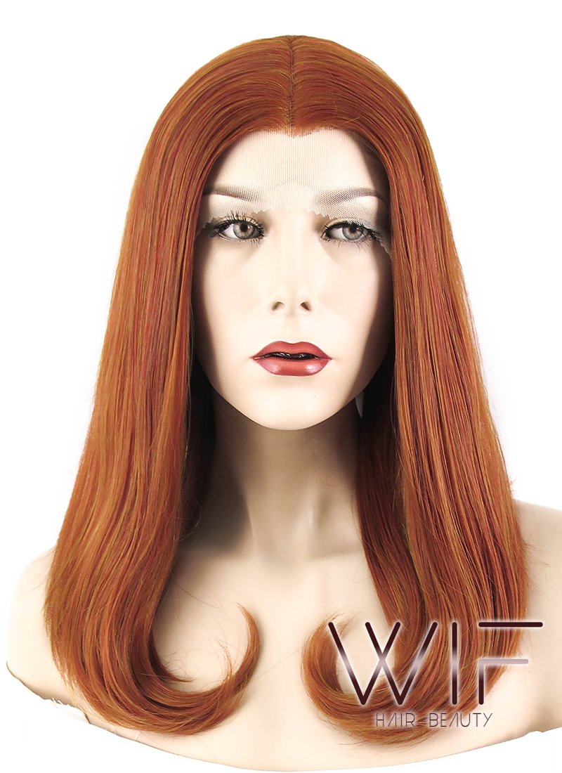 17" Straight Mixed Reddish Brown Lace Front Synthetic Wig LF473
