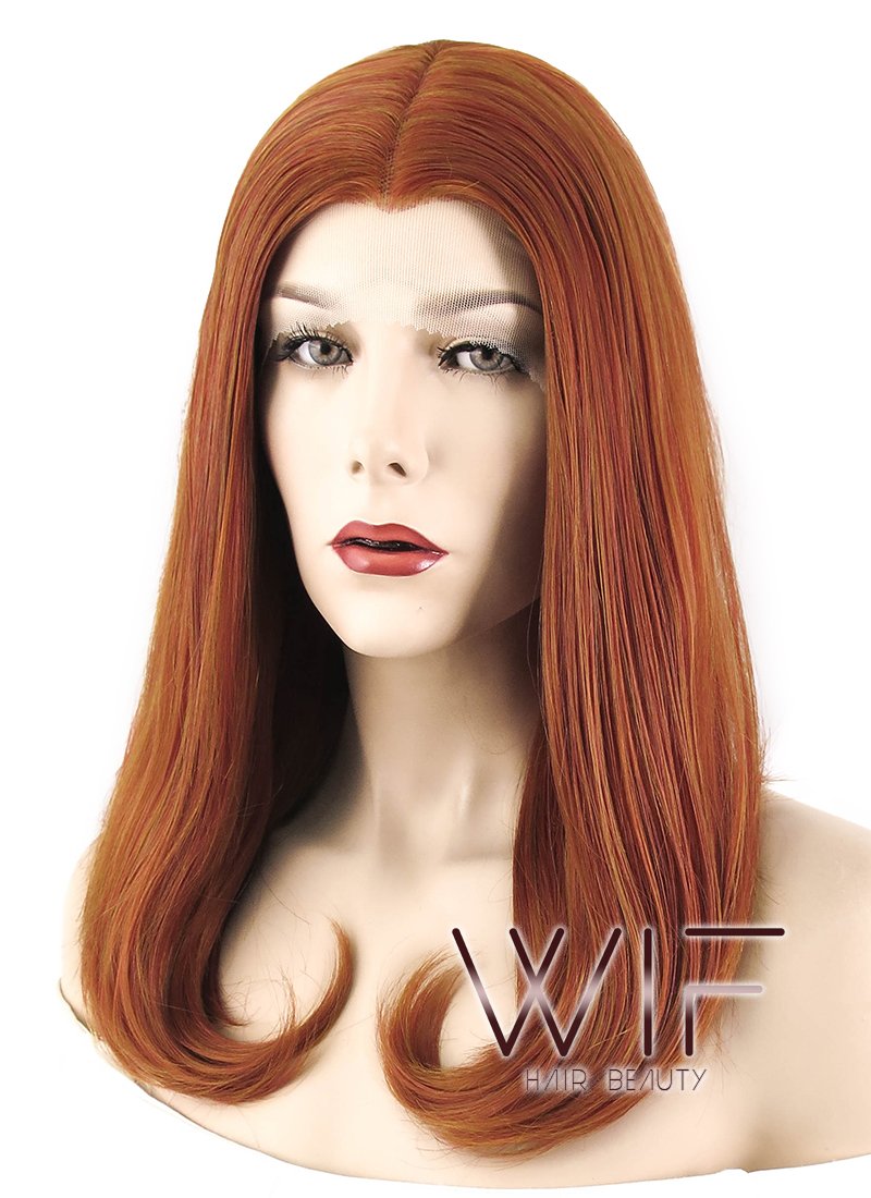 17" Straight Mixed Reddish Brown Lace Front Synthetic Wig LF473