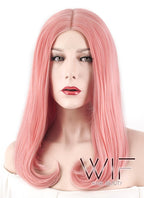 17" Straight Pink Lace Front Synthetic Wig LF474