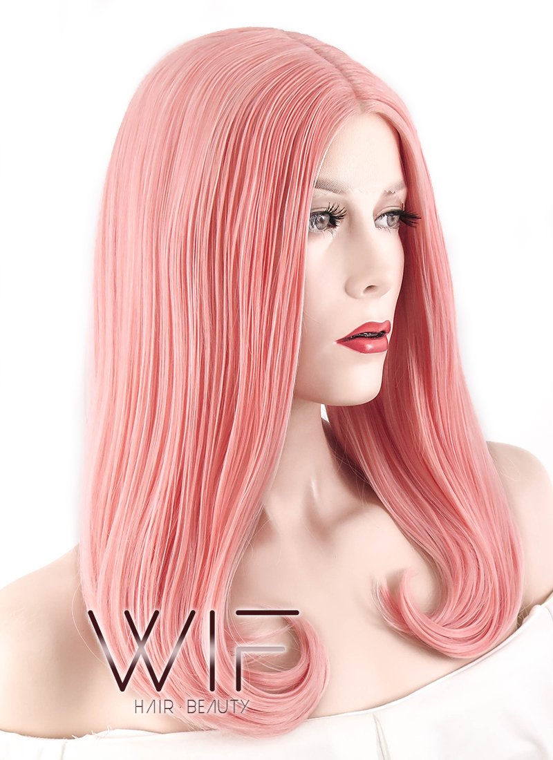 17" Straight Pink Lace Front Synthetic Wig LF474