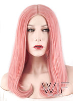 17" Straight Pink Lace Front Synthetic Wig LF474