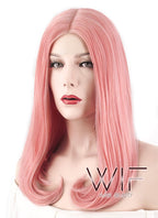 17" Straight Pink Lace Front Synthetic Wig LF474
