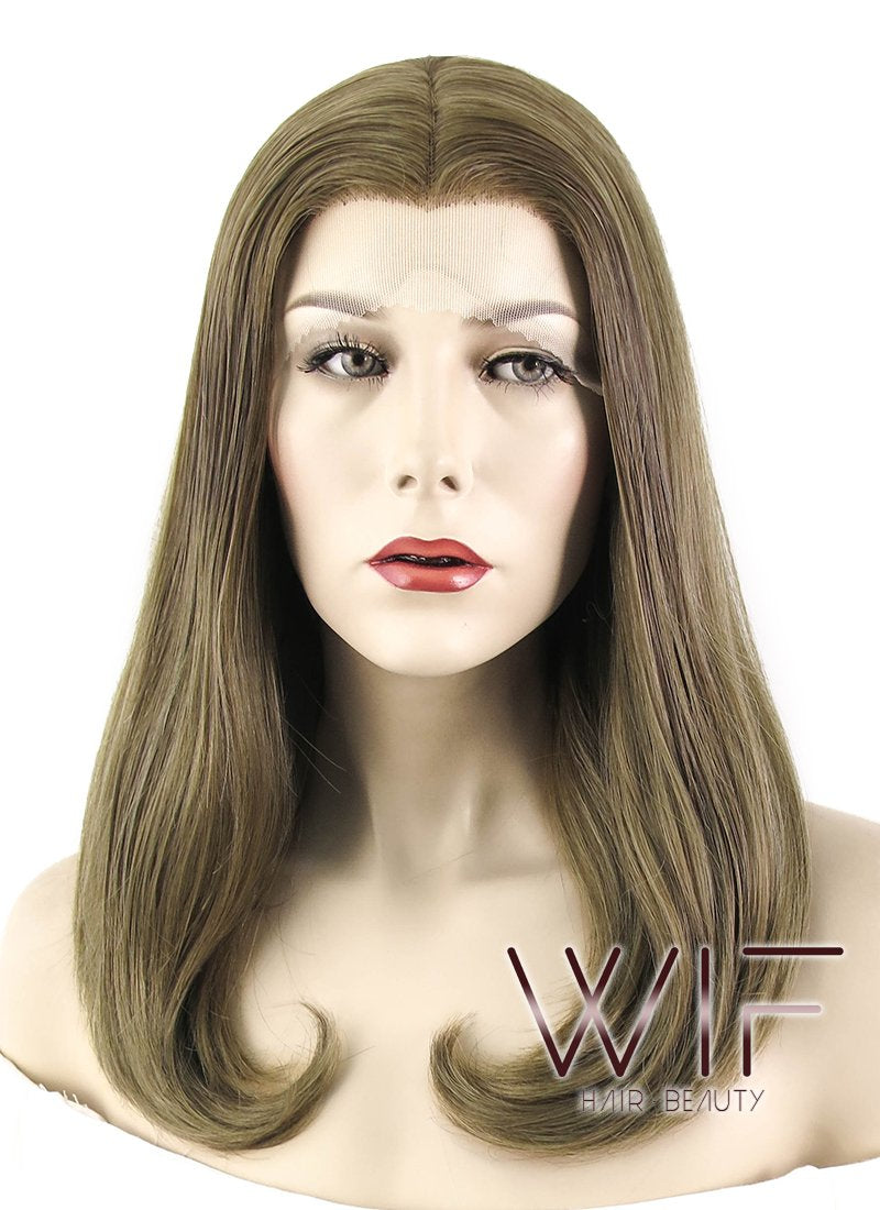 17" Straight Ash Brown Lace Front Synthetic Wig LF477