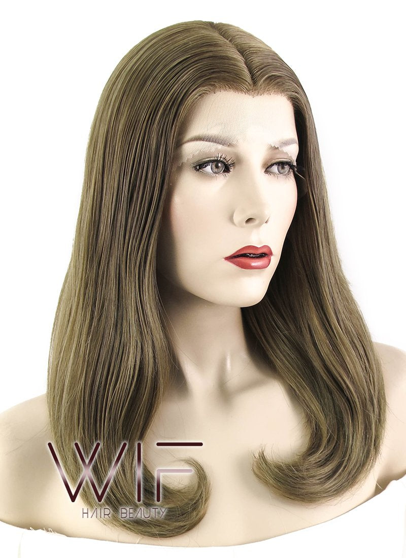 17" Straight Ash Brown Lace Front Synthetic Wig LF477