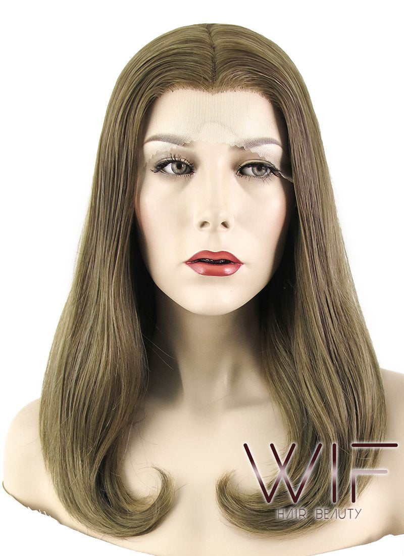 17" Straight Ash Brown Lace Front Synthetic Wig LF477