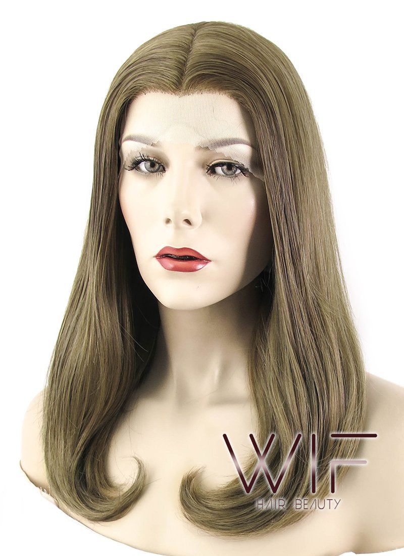 17" Straight Ash Brown Lace Front Synthetic Wig LF477