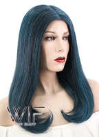 17" Straight Mixed Dark Blue Lace Front Synthetic Wig LF488