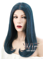 17" Straight Mixed Dark Blue Lace Front Synthetic Wig LF488