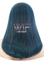 17" Straight Mixed Dark Blue Lace Front Synthetic Wig LF488