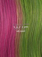 17" Straight Green Pink Split Color Lace Front Synthetic Wig LF489