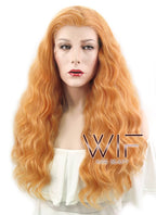 24" Wavy Creamy Orange Lace Front Synthetic Wig LF490