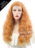 24" Wavy Creamy Orange Lace Front Synthetic Wig LF490