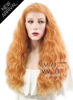 24" Wavy Creamy Orange Lace Front Synthetic Wig LF490
