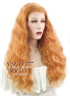 24" Wavy Creamy Orange Lace Front Synthetic Wig LF490