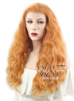 24" Wavy Creamy Orange Lace Front Synthetic Wig LF490