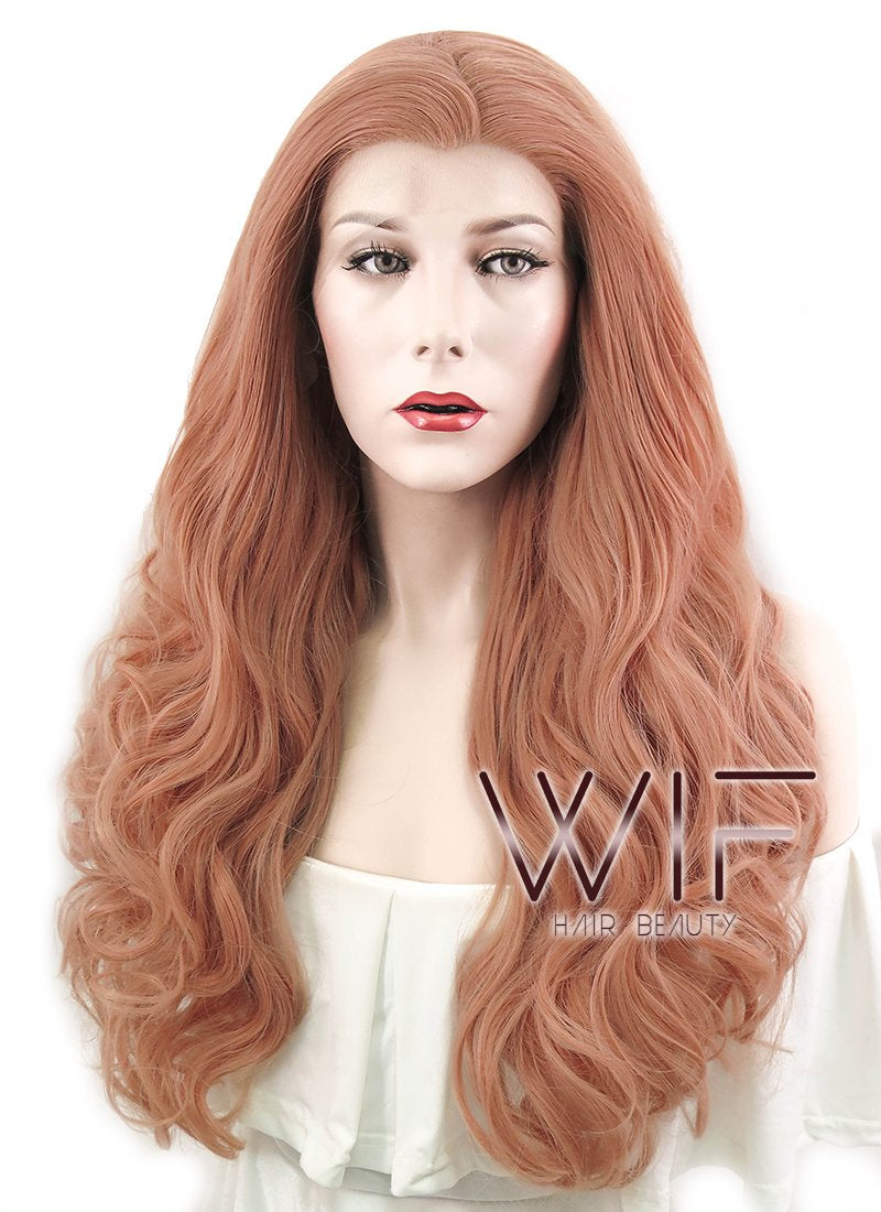 24" Wavy Pink Buff Lace Front Synthetic Wig LF499