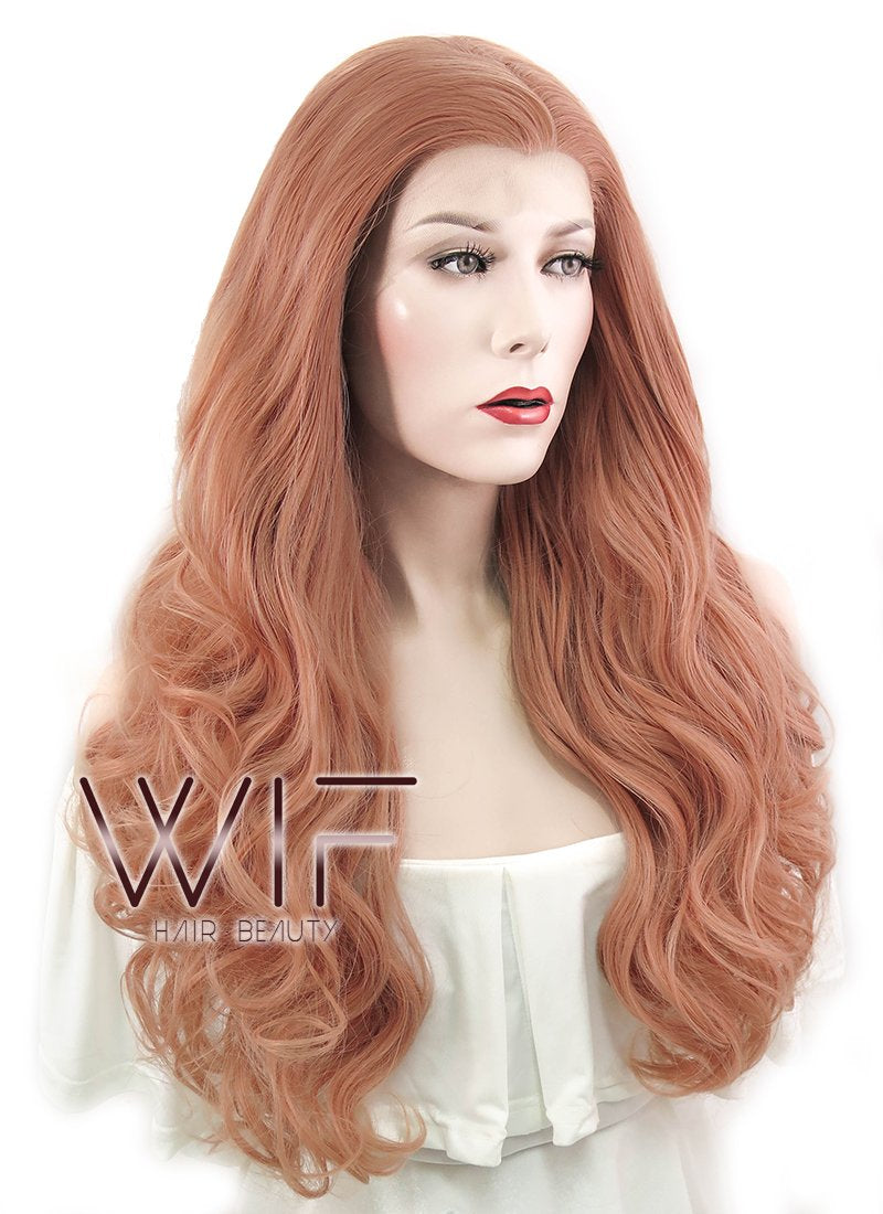 24" Wavy Pink Buff Lace Front Synthetic Wig LF499