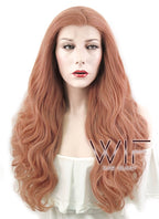 24" Wavy Pink Buff Lace Front Synthetic Wig LF499
