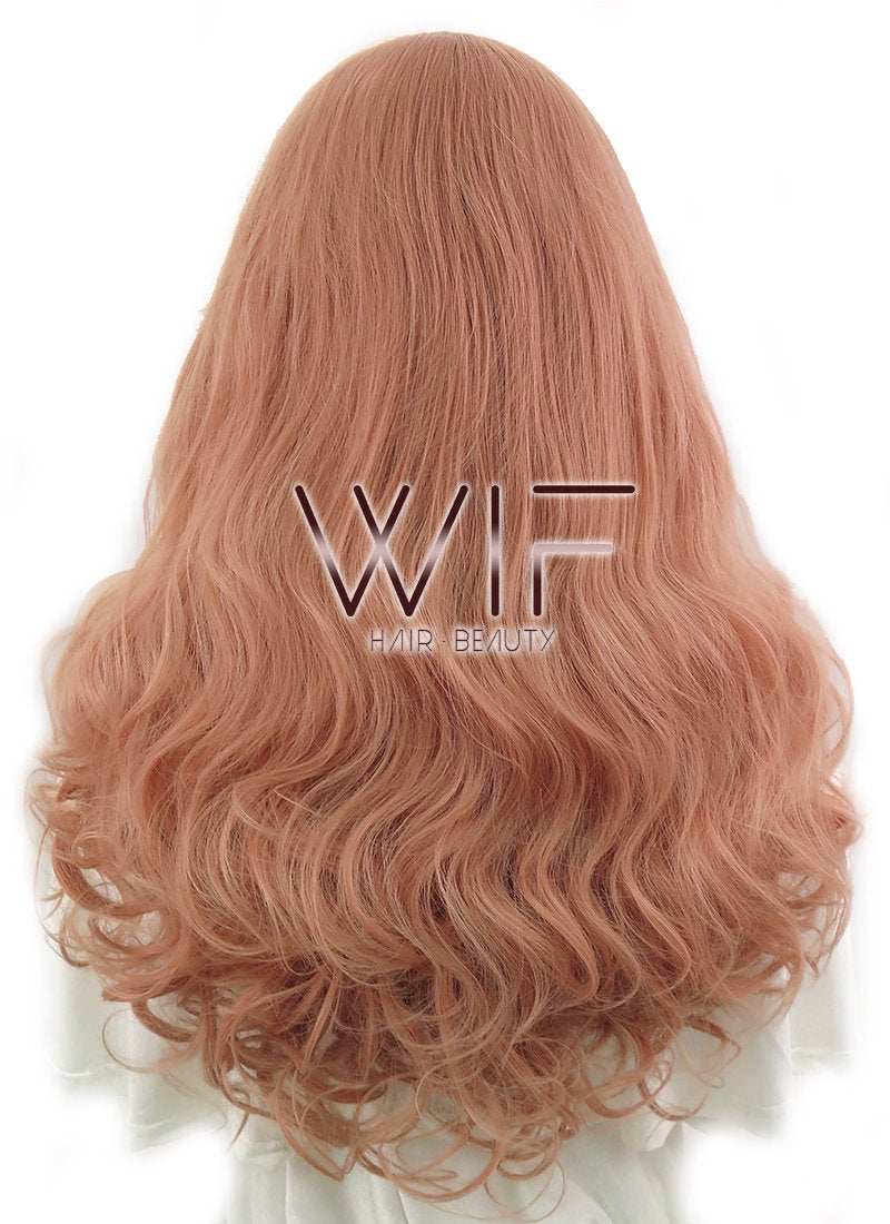 24" Wavy Pink Buff Lace Front Synthetic Wig LF499