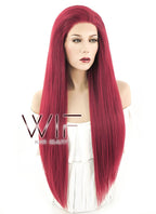 28" Straight Yaki Red Lace Front Synthetic Wig LF624A