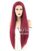 28" Straight Yaki Red Lace Front Synthetic Wig LF624A