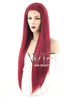 28" Straight Yaki Red Lace Front Synthetic Wig LF624A