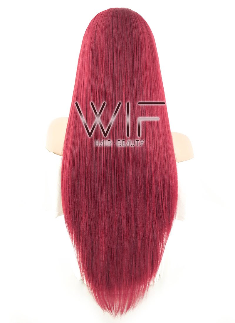 28" Straight Yaki Red Lace Front Synthetic Wig LF624A