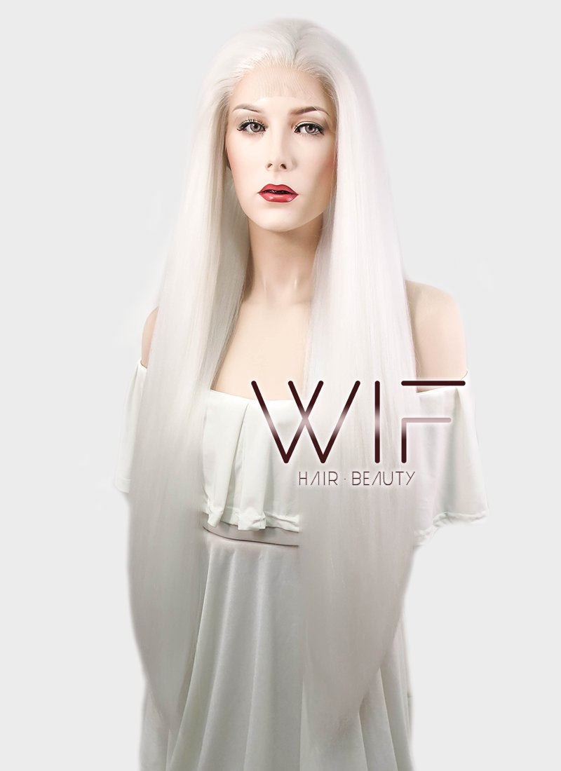 28" Straight Yaki White Lace Front Synthetic Wig LF624B