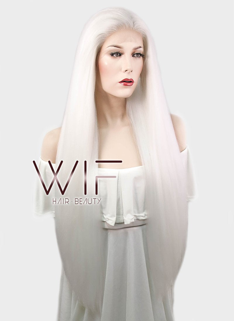 28" Straight Yaki White Lace Front Synthetic Wig LF624B