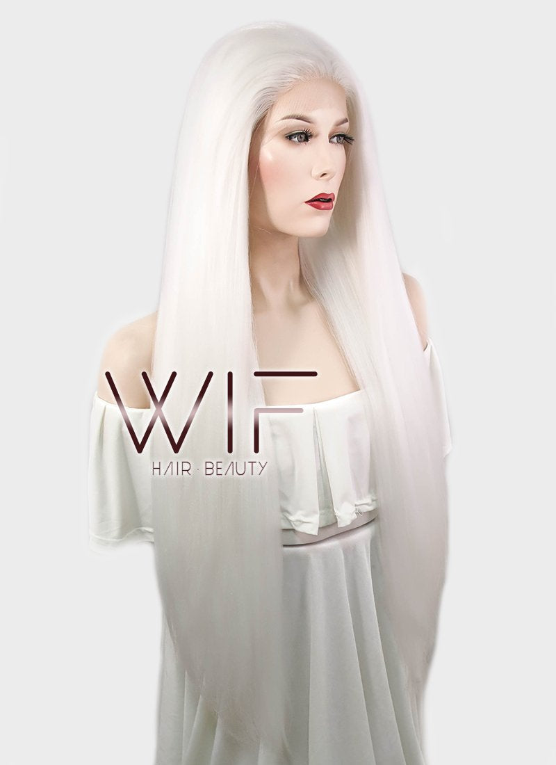 28" Straight Yaki White Lace Front Synthetic Wig LF624B