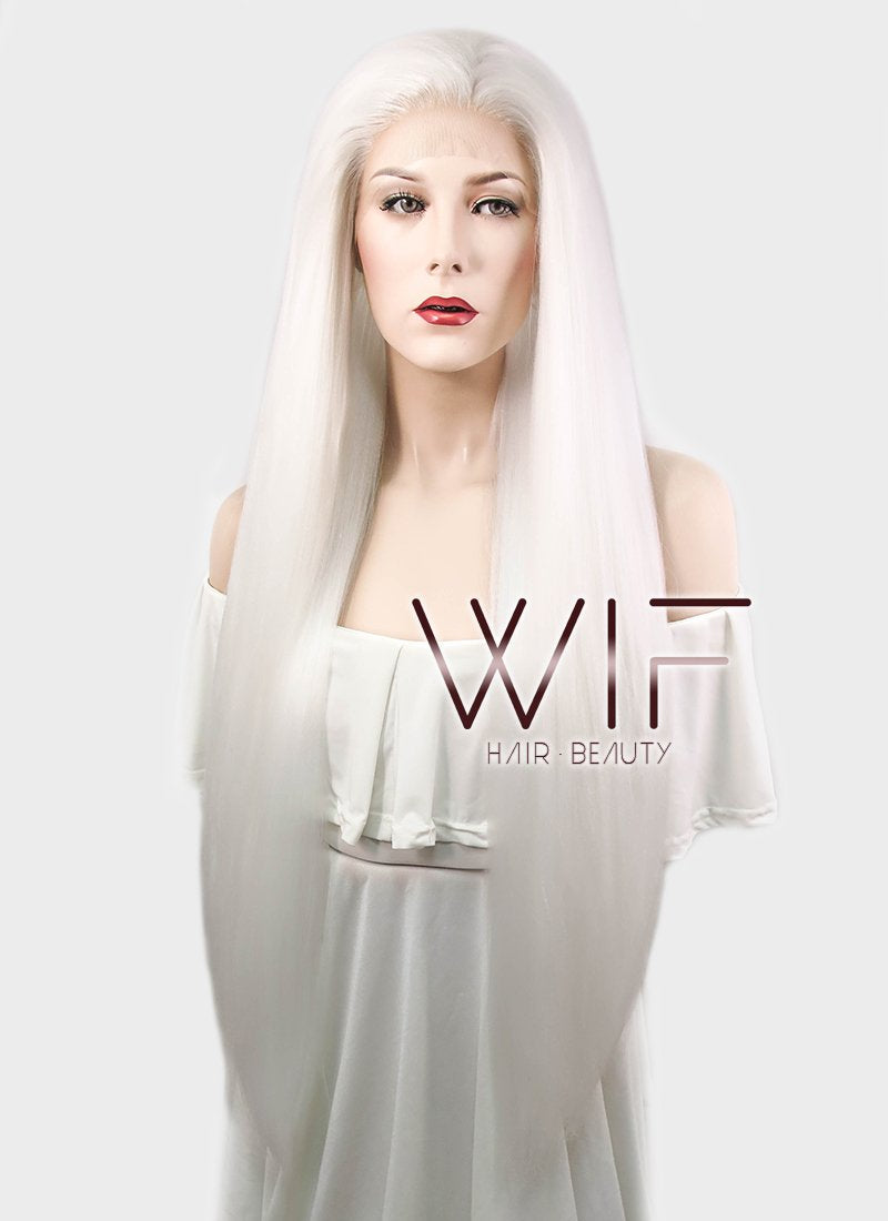 28" Straight Yaki White Lace Front Synthetic Wig LF624B
