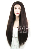 28" Straight Yaki Dark Brown Lace Front Synthetic Wig LF624J