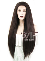 28" Straight Yaki Dark Brown Lace Front Synthetic Wig LF624J