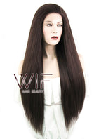 28" Straight Yaki Dark Brown Lace Front Synthetic Wig LF624J