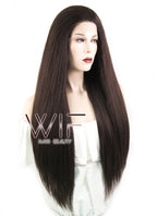 28" Straight Yaki Dark Brown Lace Front Synthetic Wig LF624J